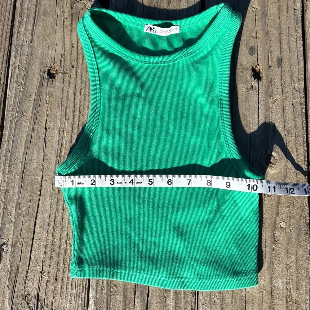 Zara Green Ribbed Cropped Tank - Picture 5 of 6